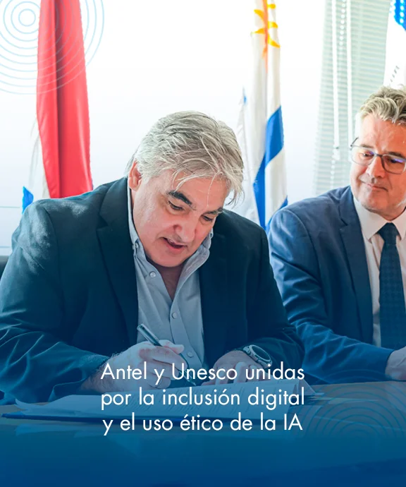 Banner ilustrativo sobre Antel y Unesco unidas por la inclusión digital y el uso ético de la IA