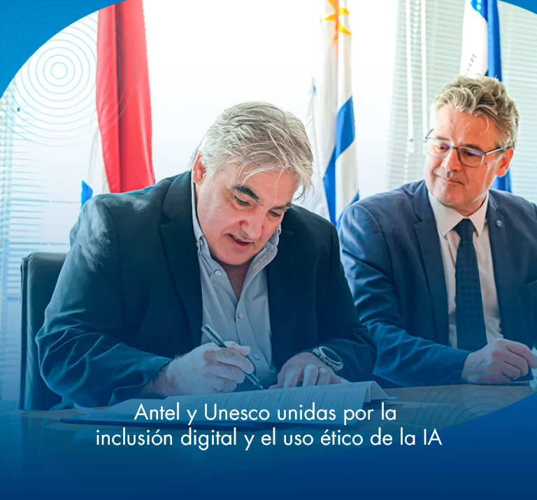 Banner ilustrativo sobre Antel y Unesco unidas por la inclusión digital y el uso ético de la IA