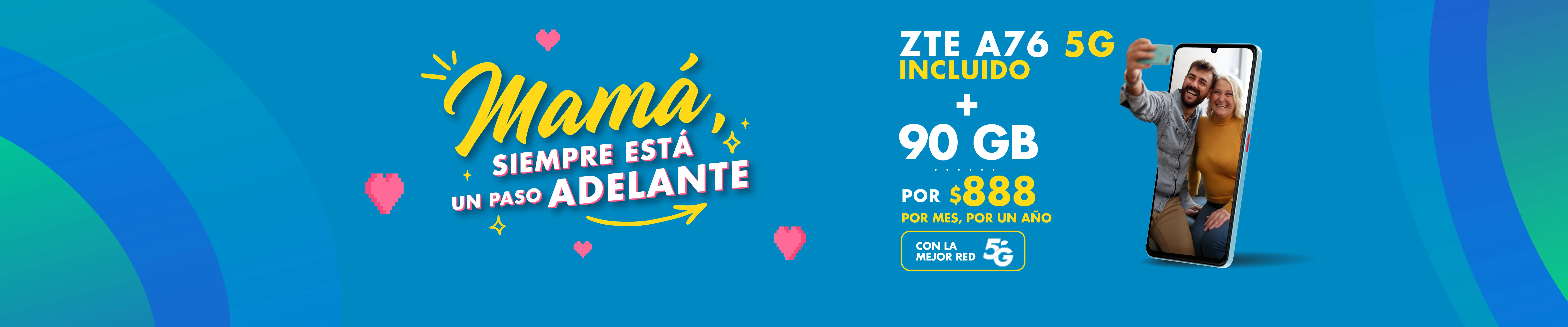 Banner ilustrativo sobre Mes mamá 90 GIGAS con ZTE A76
