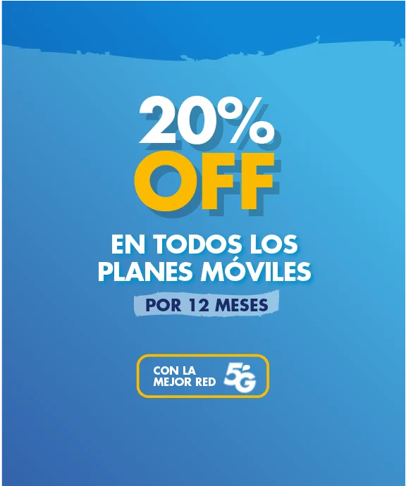 Banner ilustrativo sobre 20% OFF en planes móvil