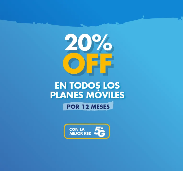 Banner ilustrativo sobre 20% OFF en planes móvil