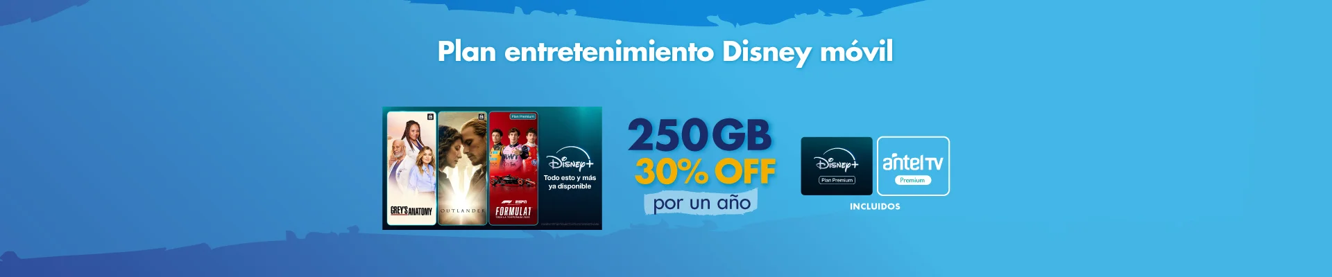 Banner ilustrativo sobre Plan Entretenimiento Disney móvil 30% OFF
