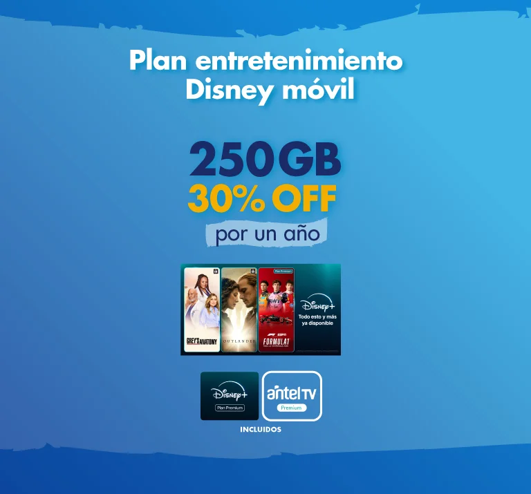 Banner ilustrativo sobre Plan Entretenimiento Disney móvil 30% OFF
